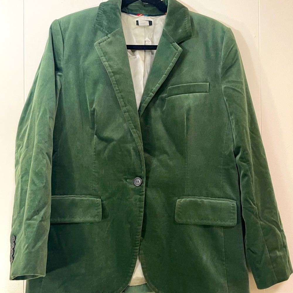 J.Crew Emerald Green Velvet Blazer